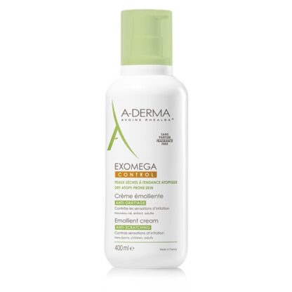 A-Derma Exomega Control Creme Emoliente 400ml, o Creme emoliente EXOMEGA CONTROL cosmética estéril acalma todas as peles secas de tendência atópica desde o nascimento.