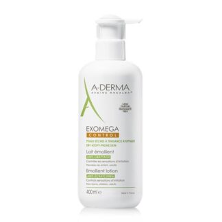 A-Derma Exomega Control Leite Emoliente 400ml, o leite emoliente EXOMEGA CONTROL acalma todas as peles secas de tendência atópica desde o nascimento.