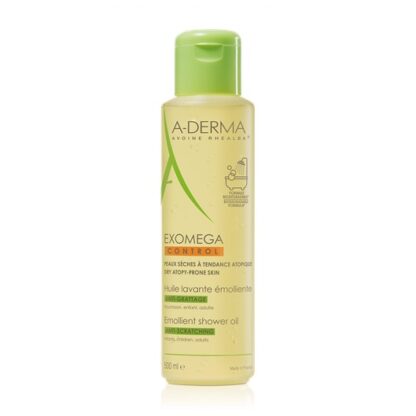 A-Derma Exomega Control Óleo Duche Emoliente 500ml limpa, alivia a irritação e acalma as peles secas e de tendência atópica. A sua fórmula foi desenvolvida com Extrato de Plântulas de Aveia Rhealba (R) e Filaxerina (R) para ajudar a reconstruir a barreira cutânea e acalmar.