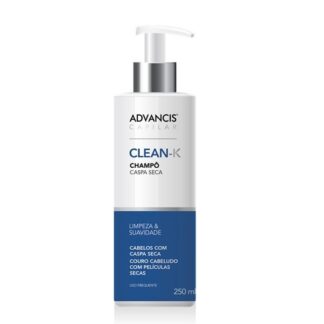 Advancis Capilar Champô Clean K 250ml foi especialmente desenvolvido para cabelos com caspa seca e couro cabeludo com tendência para formação de pequenas películas secas