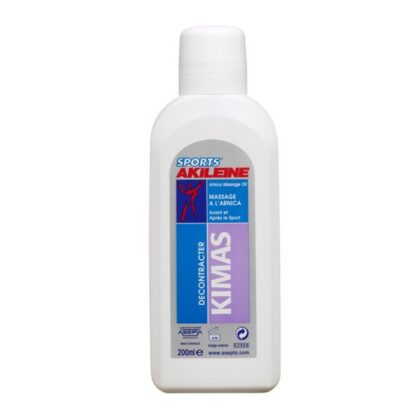 Akileine Kimas Óleo Massagem Arnica 200ml, óleo de massagem com Arnica, reduz fortemente a sensação de cansaço e protege a pele, formando um filme protetor.