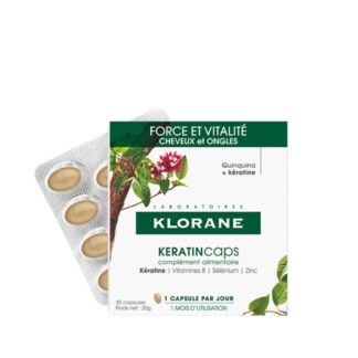 Klorane Quinina KERATINcaps 30 Cápsulas, nutre o bolbo capilar com a ajuda de nutrientes para dar força e energia ao cabelo.