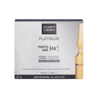 Introduzimos as Martiderm Platinum Photo Age HA+ 10 Ampolas, uma inovação revolucionária da linha Martiderm Platinum