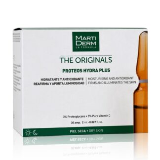 Martiderm The Originals Proteos Hydra Plus 30 Ampolas (Proteoglicanos), com a finalidade de hidratar a pele de forma intensa