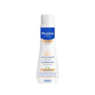 Mustela Leite de Limpeza 200 ml, leite de limpeza certamente suave para o rosto e nádegas dos bebés e crianças, desde o nascimento.