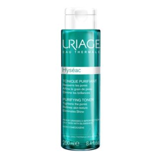 Uriage Hyséac Tónico Purificante 250ml, deixa a pele fresca e limpa, visivelmente livre de imperfeições. Este tónico purificante diminui o diâmetro dos poros, matifica e afina o grão da pele sem secar