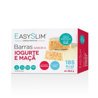 EasySlim Barras Proteicas Iogurte e Maça 4 Unidades, práticas e fáceis de transportar, EasySlim Barras podem ser consumidas com a maior facilidade. São ideais para o lanche da manhã ou da tarde, ou para substituir uma refeição.