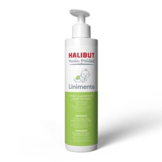 Halibut Muda Fraldas Linimento 200ml, linimento sem sabão nem necessidade de enxaguar, ideal para uma limpeza suave da pele do bebé a cada muda de fralda.