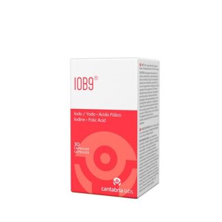 IOB9 30 cápsulas, associa numa única toma diária 200 µg de Iodo (Iodeto de potássio) e 400 µg de Ácido fólico (Vitamina B9), as quantidades diárias recomendadas pela Organização Mundial de Saúde e pela Direcção Geral de Saúde, no período de preconcepção, gravidez e aleitamento.