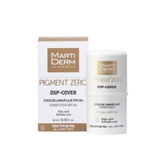 Martiderm Pigment Zero DSP Cover Stick FPS 50+ 40ml, com o propósito de camuflar as manchas tanto do rosto como do corpo e previne o seu aparecimento.
