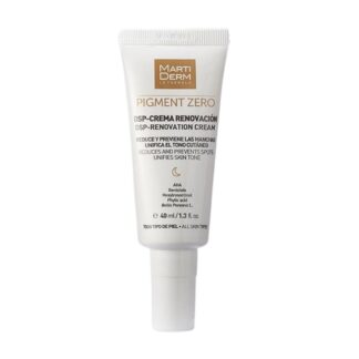 Martiderm Pigment Zero DSP-Creme Renovação 40ml, com o propósito de promover um peeling suave sobre a pele, renovando-a e obtendo uma cútis mais uniforme.