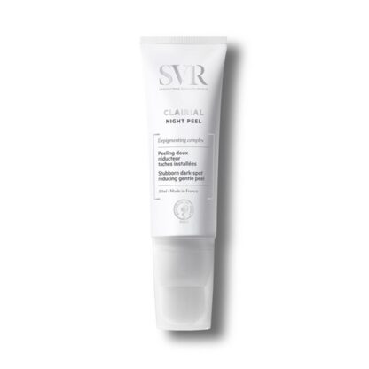 SVR Clairial Night Peel 50 ml tem um complexo despigmentante que ajuda a atenuar e a reduzir as manchas. A enzima vegetal esfolia e acelera a despigmentação.