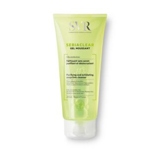 SVR Sebiaclear Gel Moussante 200 ml, com a finalidade de limpeza e higiene. Além disso purifica e desincrusta a pele com suavidade. Bem como elimina impurezas e excesso de sebo sem secar