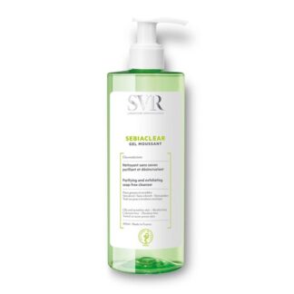 SVR Sebiaclear Gel Moussante 200 ml, com a finalidade de limpeza e higiene. Além disso purifica e desincrusta a pele com suavidade. Bem como elimina impurezas e excesso de sebo sem secar