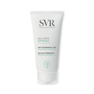 O SVR Spirial Deo-Crème 2x50ml é um creme antitranspirante multizona de elevada tolerância, indicado para todos os tipos de pele, incluindo pele sensível, com transpiração normal a excessiva.