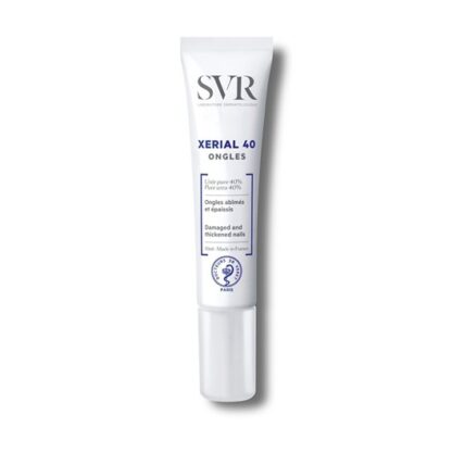SVR Xérial 40 Unhas 10 ml, com a finalidade de alisar e diminuir o endurecimento da unha danificada,dupla, estriada. Ainda assim protege-a das agressões exteriores.