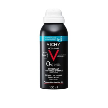 Vichy Homme Desodorizante Spray Otimal 48H 100ml Vichy Homme Desodorizante Spray hipoalergénico 48h Tolerância Ótima 100ml Vichy Homme Desodorizante Spray hipoalergénico 48h Tolerância Ótima 100ml Desodorizante Vichy Homem em spray hipoalergénico, 0% de álcool numa embalagem ecologicamente comprimida e reciclável. Descrição do Produto Primeiro desodorizante Vichy Homem em spray hipoalergénico, 0% de álcool numa embalagem ecologicamente comprimida e reciclável. Com menos 32% de embalagem, esta embalagem comprimida de 100ml tem a mesma eficácia e o mesmo número de utilizações do que a embalagem em spray de 200ml. Uma fórmula minimalista para pele sensível, desenhada para um conforto extremo. Modo de Utilização Vaporizar nas axilas limpas e secas. Ingredientes do Produto BUTANE - ISOPROPYL PALMITATE - COCOS NUCIFERA OIL / COCONUT OIL - MAGNESIUM OXIDE - PARFUM / FRAGRANCEPrecauções N/A Produtos Relacionados Vichy Homme Hydra Mag C++ Structure Force Mousse Barbear After-Shave Sensi Baume Vichy Homme Desodorizante Spray Otimal 48H 100ml