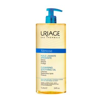 Uriage Xemose Óleo de Limpeza 1000ml, este óleo avante protege contra o efeito secante da água e apazigua o prurido. A sua espuma fina e ultra-suave proporciona um conforto imediato e duradouro para a pele seca a muito seca.
