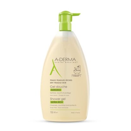 A-Derma Gel Duche Gordo Ultra Rico 500ml,  gel duche ultra rico da A-DERMA limpa, nutre e acalma a pele seca