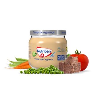 Nutribén 1º Boião Vitela com Legumes 130gr, o sabor da vitela associado aos legumes, numa refeição deliciosa que vai ao encontro do paladar dos bebés.
