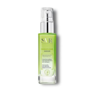 SVR Sebiaclear Serum 30ml, corretor global anti-imperfeições e antirrugas. Para pele mista a oleosa com tendência a acneia. Rosto, adultos.