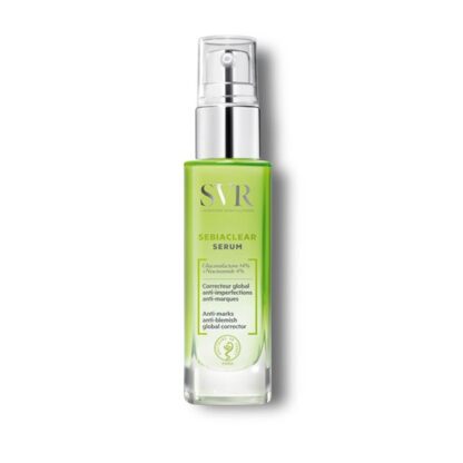 SVR Sebiaclear Serum 30ml, corretor global anti-imperfeições e antirrugas. Para pele mista a oleosa com tendência a acneia. Rosto, adultos.