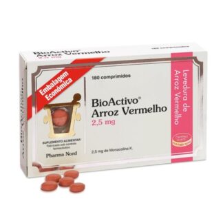 BioActivo Arroz Vermelho 2,5 mg são comprimidos que contêm 83,3 mg de levedura de arroz vermelho, com actividade documentada.