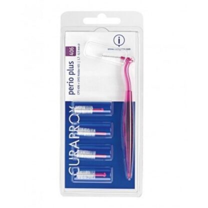 Curaprox Perio Plus CPS 406 5Un + Cabo e escovilhões para uso diário e limpeza cuidada e efectiva dos espaços interdentários, para uma limpeza completa da cavidade oral.
