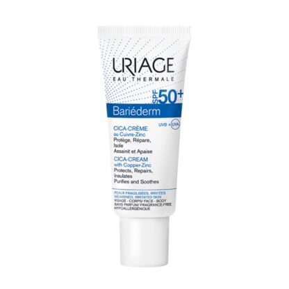 Uriage Bariéderm Cica-Creme SPF 50+ 40ml, creme protetor e reparador, indicado para pele fragilizada/agredida