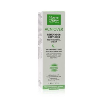 Martiderm Acniover Renovador Noturno é o novo aliado para combater o acne, pois estimula a regeneração cutânea, reduz as imperfeições e minimiza os poros