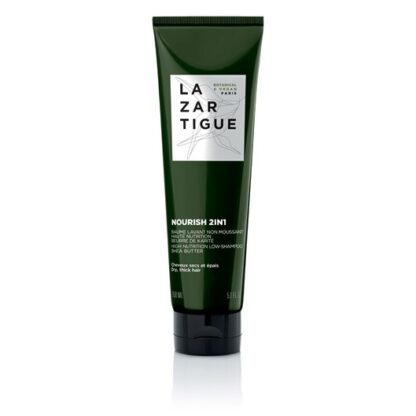 Lazartigue Bálsamo Nourish 2 em 1 150ml, bálsamo lavante sem espuma - alta nutrição com manteiga de karité