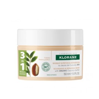 Klorane Máscara Manteiga Cupuaçu Bio 150ml máscara multiusos indicada para cabelos secos e danificados.