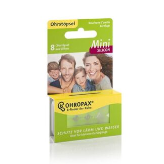 Ohropax Tampões Auriculares Mini de Silicone 8 Tampões, moldáveis e suaves, indicados para proteção contra ruído, água e vento. Discretos e ideais para canais auditivos pequenos, são praticamente imperceptíveis durante a sua utilização.
