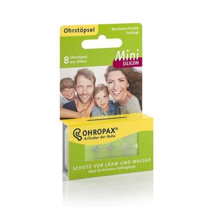 Ohropax Tampões Auriculares Mini de Silicone 8 Tampões, moldáveis e suaves, indicados para proteção contra ruído, água e vento. Discretos e ideais para canais auditivos pequenos, são praticamente imperceptíveis durante a sua utilização.