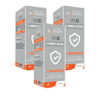 Biokygen Vitamina C + Zinco + Vitamina B6 3x60 Cápsulas ajuda certamente a aumentar as resistências e a reforçar as defesas do organismo face a constipações e outras afeções próprias do inverno. Bem como todas as situações de fraqueza ao longo do ano.