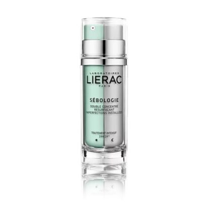 Lierac Sebologie Duplo Concentrado 2x15ml, cuidado intensivo renovador 24H/24 que corrige as imperfeições instaladas. Inspirado no protocolo de resurfacing purificante em gabinete, este tratamento cronobiológico regula a hiperseborreia, corrige