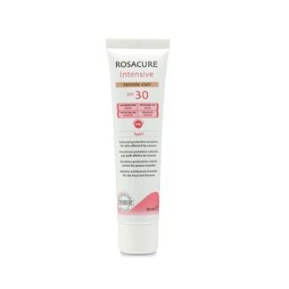Rosacure Intensive SPF30 Teintée Clair 30ml, emulsão protetora com cor e fator de proteção solar alto para aplicação no rosto, indicado para a pele com rosácea na sua fase eritemato-telangiectásica (couperose) e pápulo-pustulosa