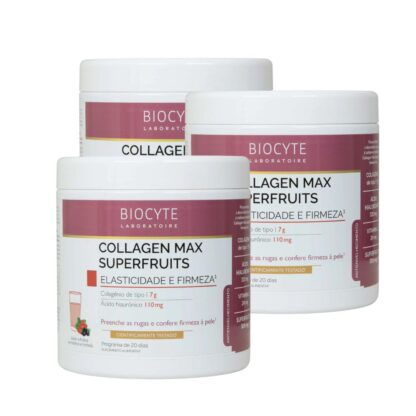 Biocyte Collagen Max Superfruits 3x260g – Pele Firme, Jovem e Luminosa com Colagénio Tipo I e Ácido Hialurónico