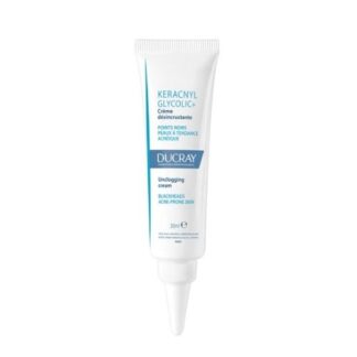 Ducray Keracnyl Glycolic+ Creme 30ml, desobstrui os pontos negros e suaviza a textura da pele.