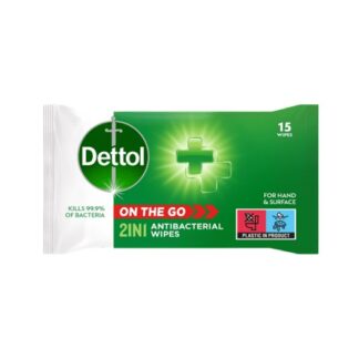 Dettol Toalhita Anti-Bacterianas 2 em 1 15 Toalhitas