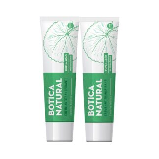 Botica Natural Creme Anti-Transpirante 2x75 gr, aplicar diariamente sobre a pele bem seca, nas zonas onde se pretenda uma ação antitranspirante: axilas, virilhas, pés, etc.