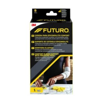 FUTURO Suporte Cotovelo Epicondilite Tam.S, concebido com almofadas estrategicamente colocadas, o Suporte de Conforto para Cotovelo com Almofadas de Pressão FUTURO™ aplica pressão dirigida nos tensões lesionados.