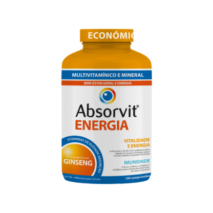 Absorvit Energia 100 Comprimidos, suplemento alimentar de uma única toma diária