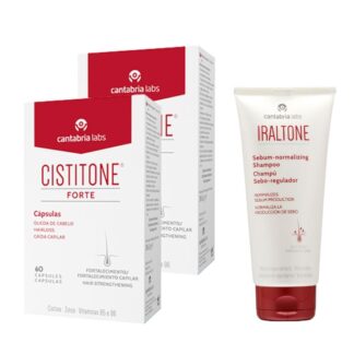 Cistitone Forte 2x60 Cápsulas - Oferta Iraltone Seboregulador 200ml , cuidado intensivo da Queda do Cabelo de qualquer origem, particularmente devida a agressões do meio-ambiente com oferta do Iraltone Champô Seboregulador 200ml.