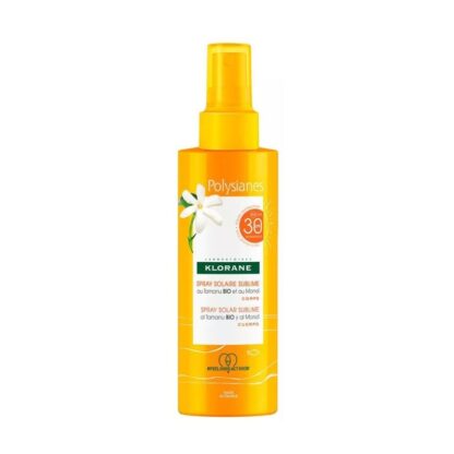 Klorane Polysianes Spray Sublimador SPF30 200ml,o spray Solar com Tamanu BIO e Monoï fornece uma proteção muito elevada enquanto hidrata a pele.