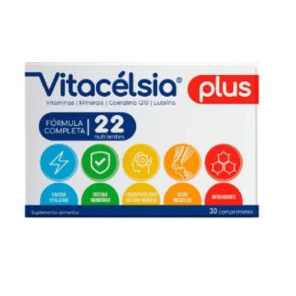 Vitacelsia Plus Q10 30 Comprimidos , contém certamente 22 nutrientes importantes para compensar os erros alimentares decorrentes do tipo de vida actual. Com a finalidade de garantir a manutenção do bem-estar do organismo.