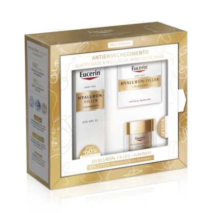 Eucerin Hyaluron-Filler Elasticity Coffret - Pele Madura, à medida que envelhecemos, a pele sofre alterações estruturais. Perde elasticidade e firmeza, enquanto o número de manchas de idade e rugas aumenta.