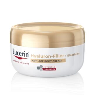 Eucerin Hyaluron-Filler + Elasticity Creme de Corpo Anti-Age, melhora a elasticidade, reduz as manchas de idade e preenche a pele.