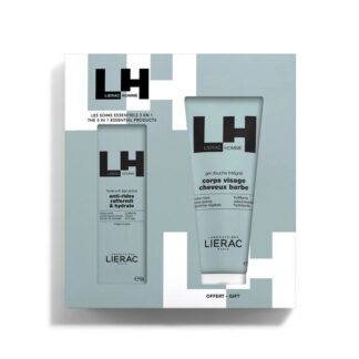 O Lierac Homme Fluido Anti-Rugas + Gel Duche Coffret é a escolha ideal para homens que valorizam praticidade e eficácia no cuidado diário da pele. Com dois produtos essenciais, este conjunto proporciona um ritual completo de limpeza e hidratação para rosto, corpo e cabelo.