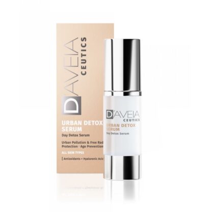 O D’AVEIA Ceutics Urban Detox Sérum é um sérum de dia anti-aging desenvolvido para proteger a pele dos efeitos nocivos da poluição urbana, radiação UVA, UVB, infravermelhos (IR) e luz azul.